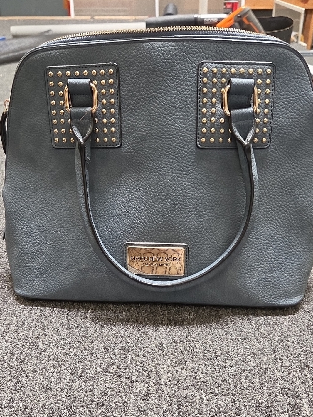 Marc New York Slate Gray Dome Satchel with Gold Hardware